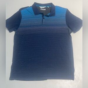 Calvin Klein Blue Gradient Striped Polo Shirt